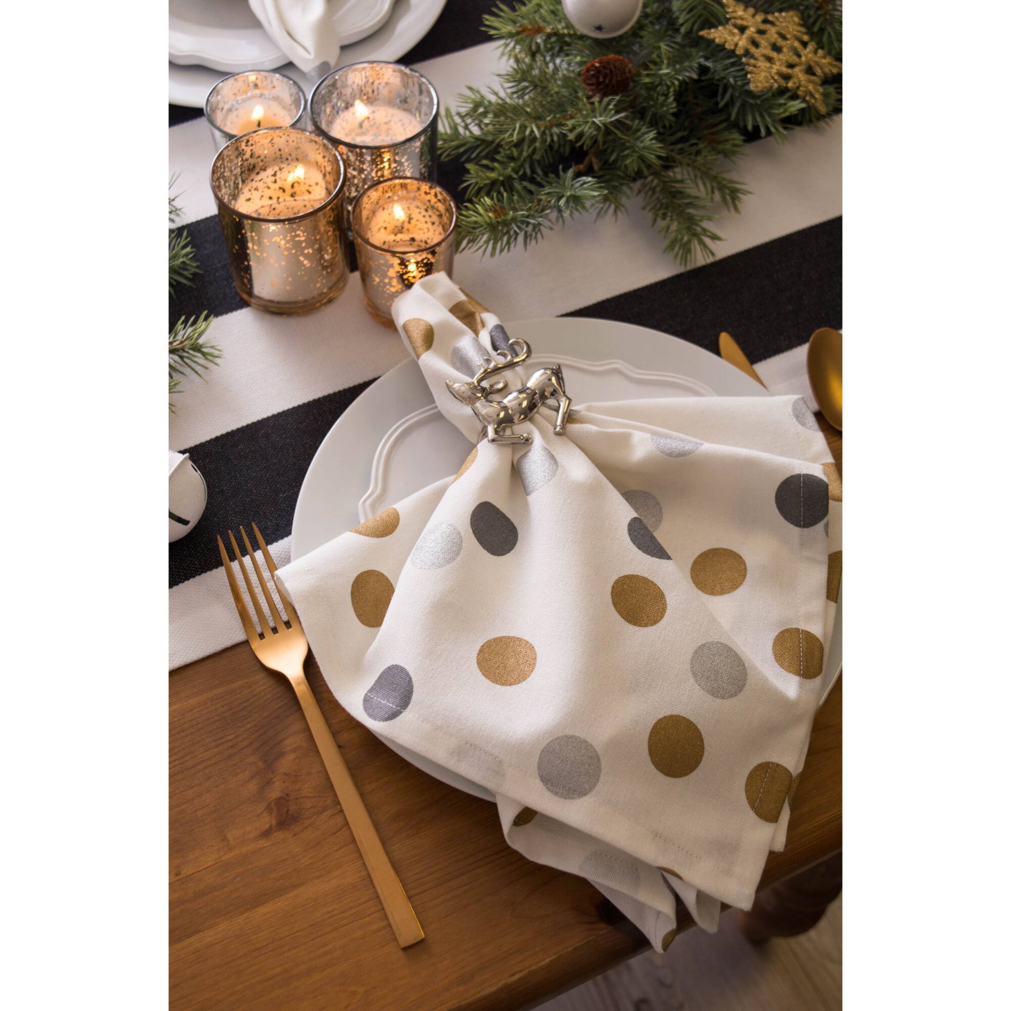 Navy/White Dobby Stripe Table Runner 18" x 72"